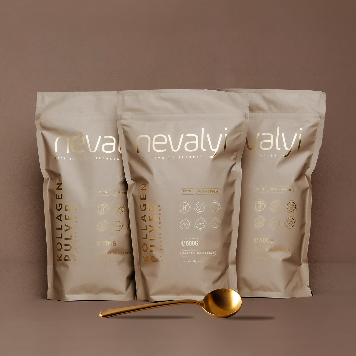 Nevalyi Kollagen Pulver – Hochwertige Pakete für Ihre Gesundheit, mit goldener Dosierhilfe